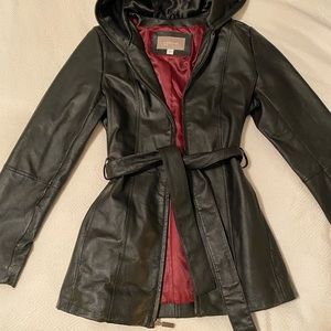 Hooded leather jacket